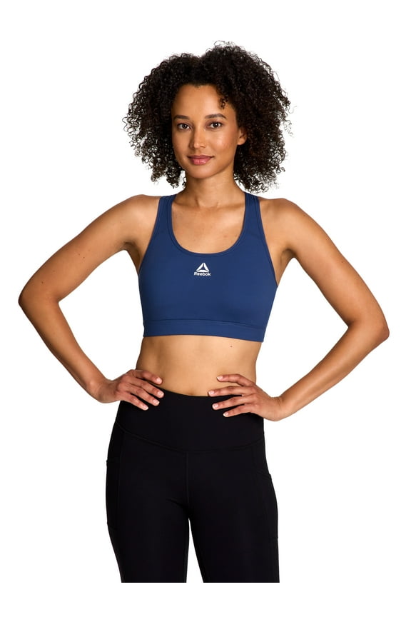 Women's and Women's Plus Medium Impact Stronger Sports Bra with Mesh Panel and Removable Cups, Sizes XS-4X