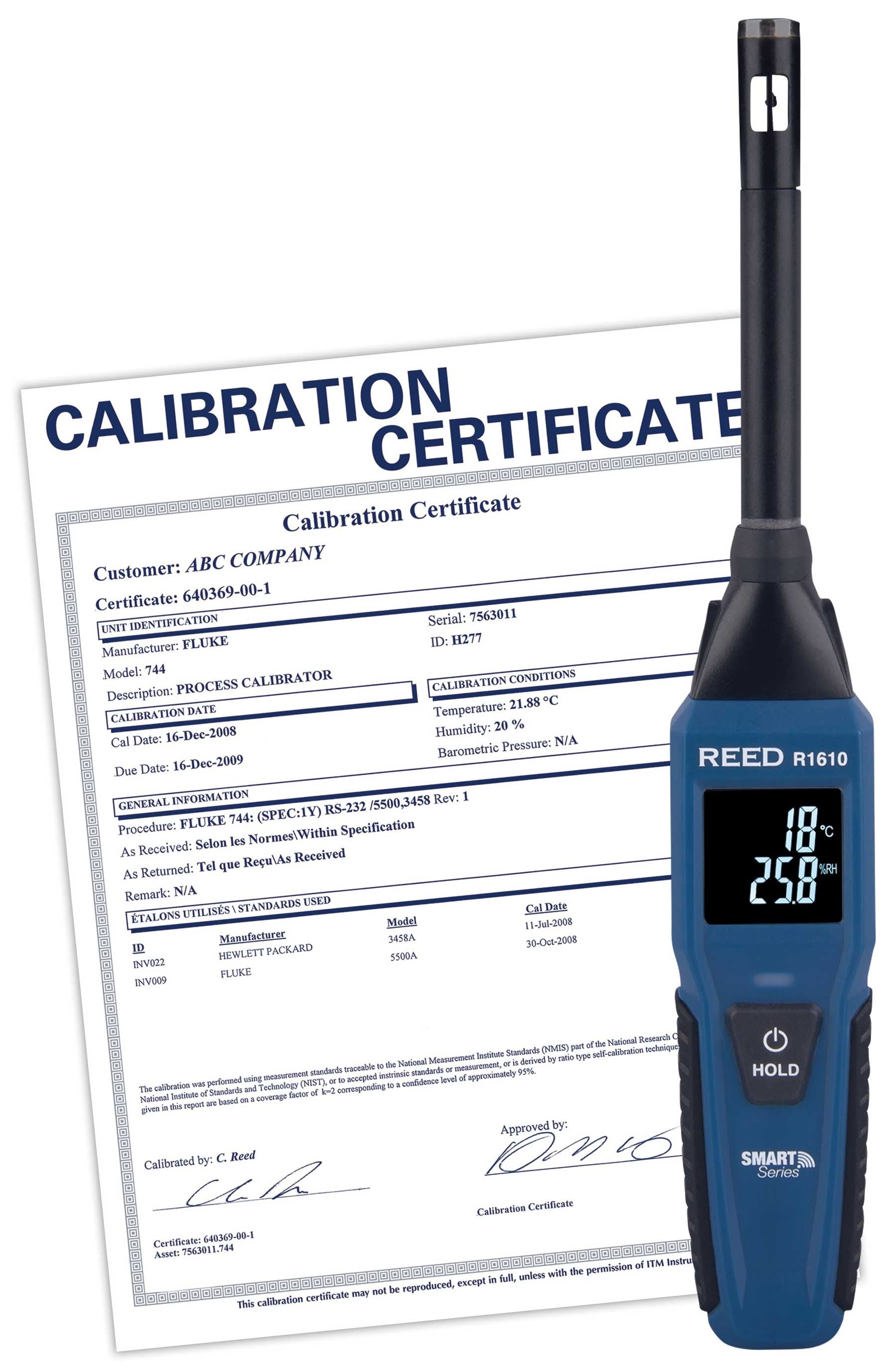REED Thermo-Hygrometer, Bluetooth Smart Series, includes ISO Certificate
