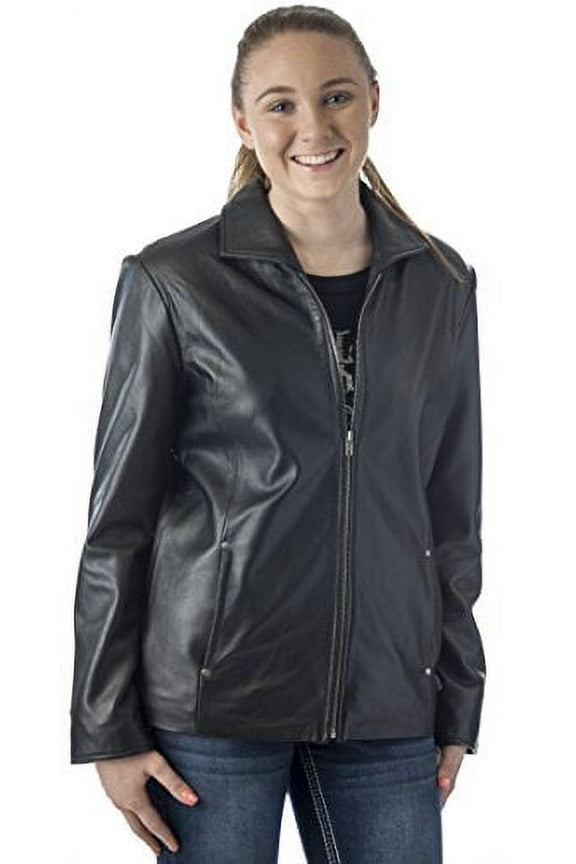® Women's 26" Classic Leather Jacket (MEDIUM, Black)