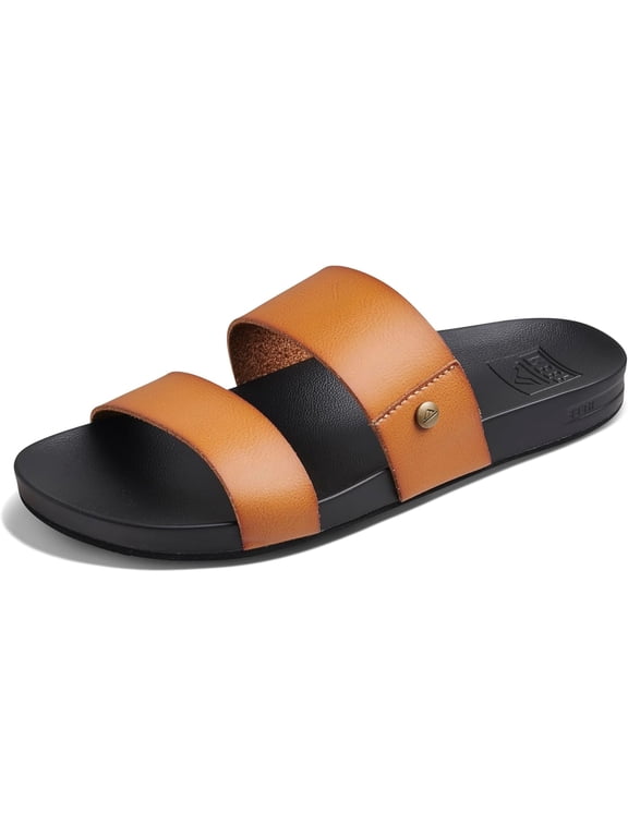 Cushion Vista Women's Fashion Slide Sandal, Vegan Leather Strap, Ultra Soft Cushion Footbed size 8