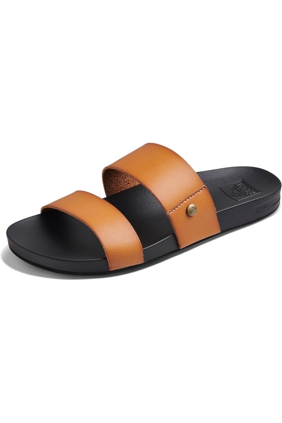 Cushion Vista Women's Fashion Slide Sandal, Vegan Leather Strap, Ultra Soft Cushion Footbed size 8