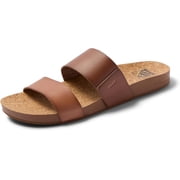 REEF Cushion Vista Womens Fashion Slide Sandal, Vegan Leather Strap, Ultra Soft Cushion Footbed, Espresso Duo,SIZE 7