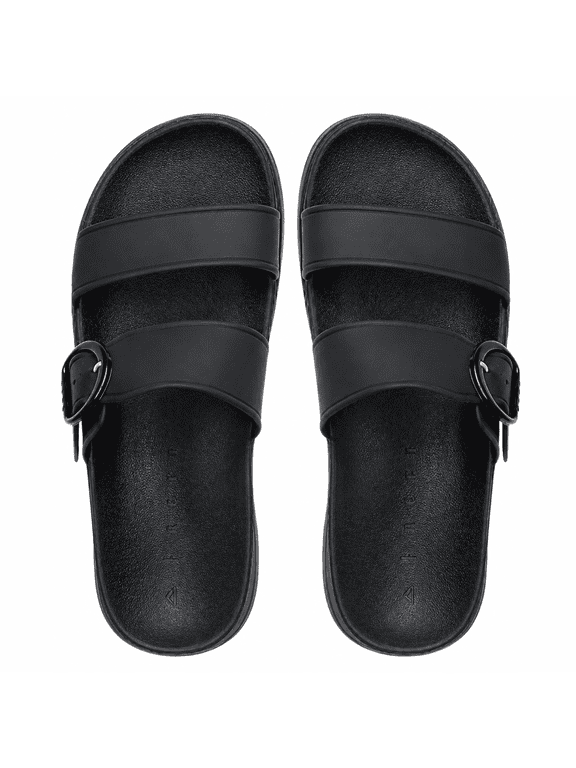 Vista Capri Women's Black Adjustable Double Strap Sandals, Size 9