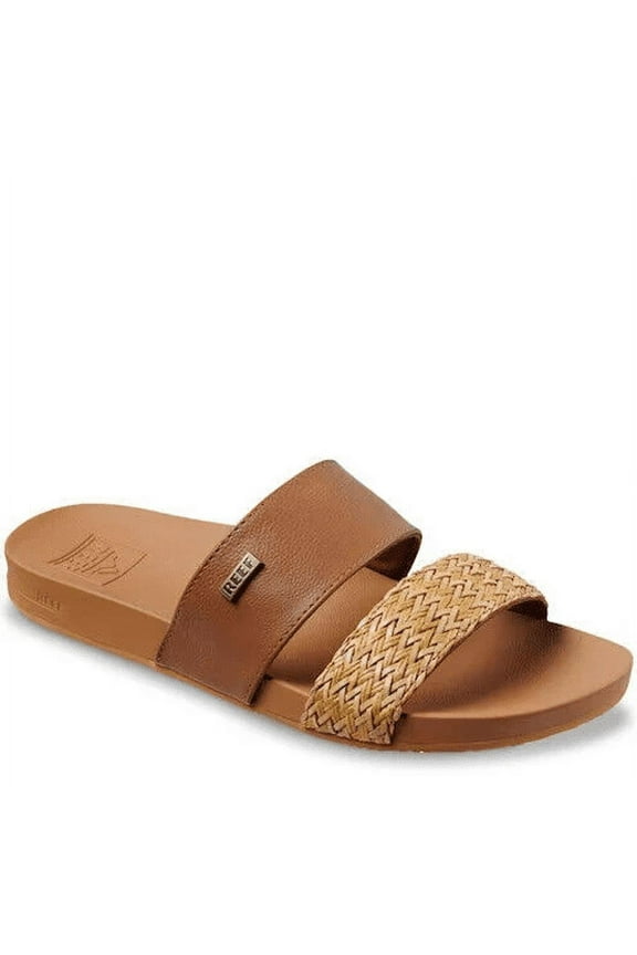 WOMEN'S BANDED HORIZON SLIDE SANDALS CUSHIONED sz 5 M NATURAL BC17037