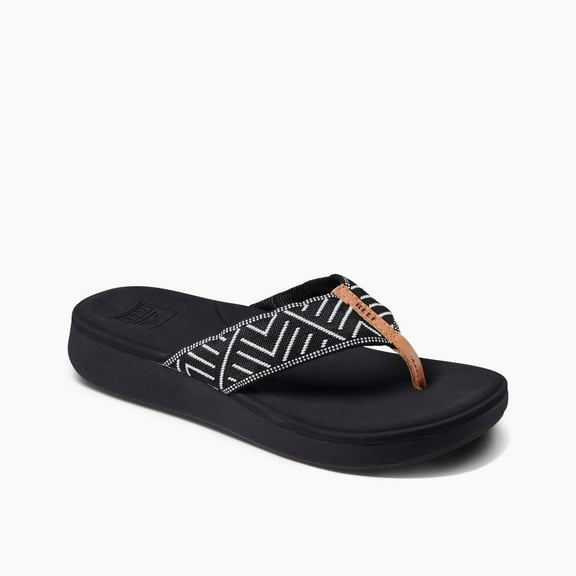 REEF Women's Cushion Cloud Textile Flip Flop Black Geo - CJ3581