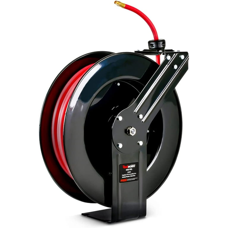 Txecpro Retractable Air Hose Reel, 3/8 IN x 50 FT Hybrid Air Hose MAX 300  PSI, Air compressor hose reel with 5 ft Lead in, Ceiling/Wall Mounted air  hose with 180° Swivel
