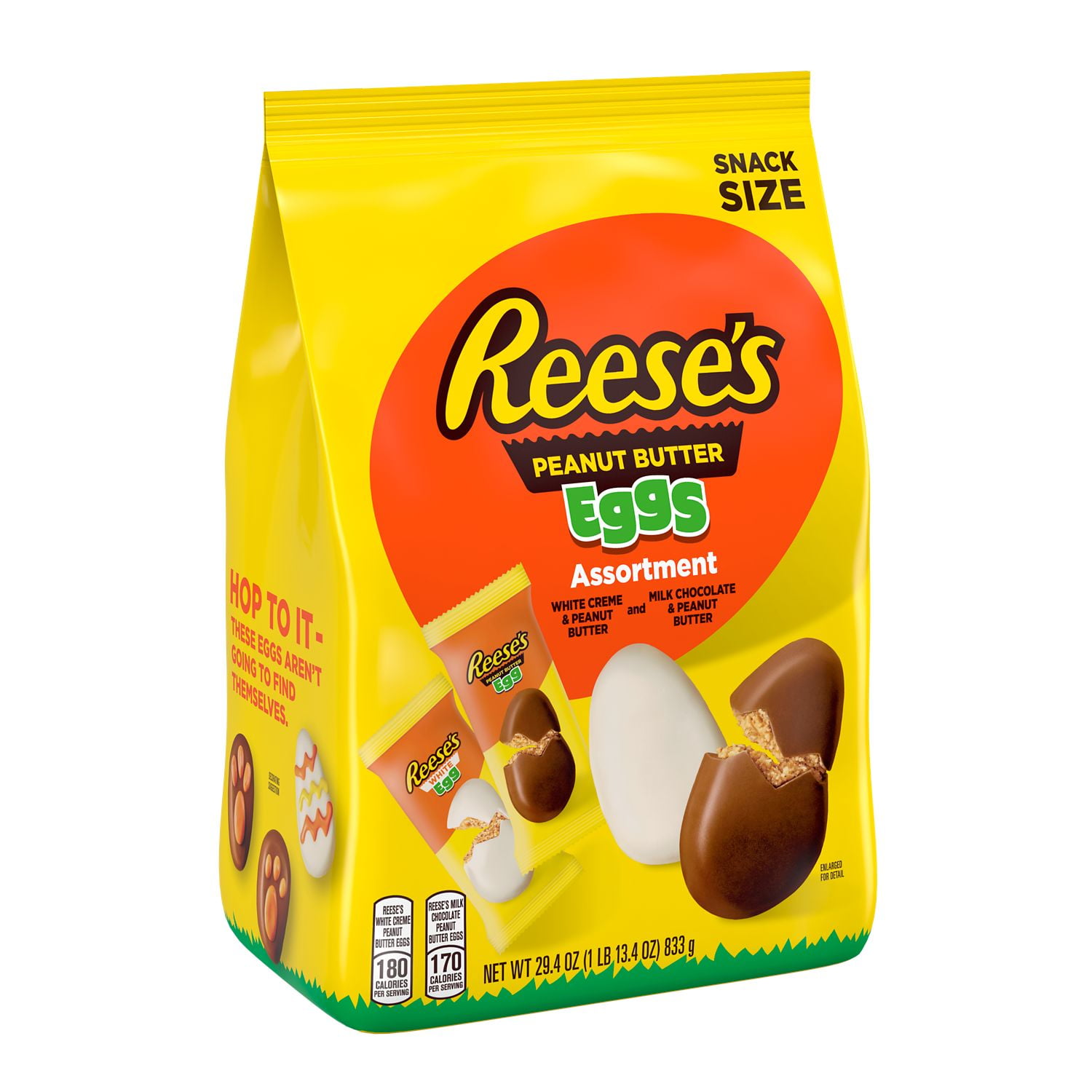 REESE'S, Assorted Milk Chocolate White Creme Peanut Butter Snack Size Eggs Candy, Easter, 29.4 oz, Variety Bag
