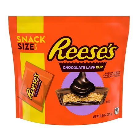 REESE'S Chocolate Lava Milk Chocolate Snack Size Peanut Butter Cups Candy Bag, 9.35 oz