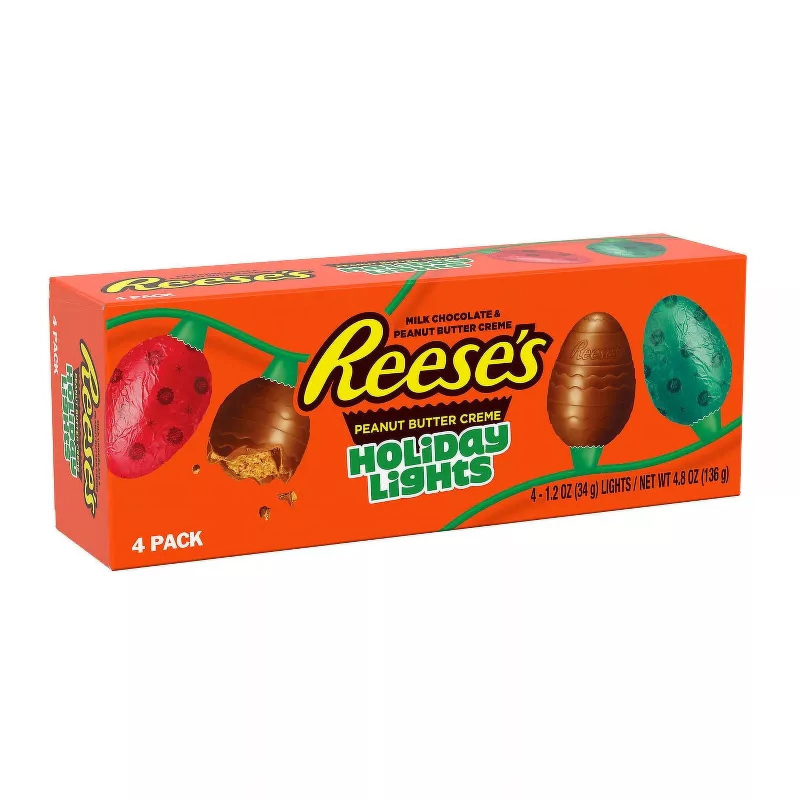 REESE'S Holliday Peanut Butter Crème Candy Lights - 4.8oz/4ct