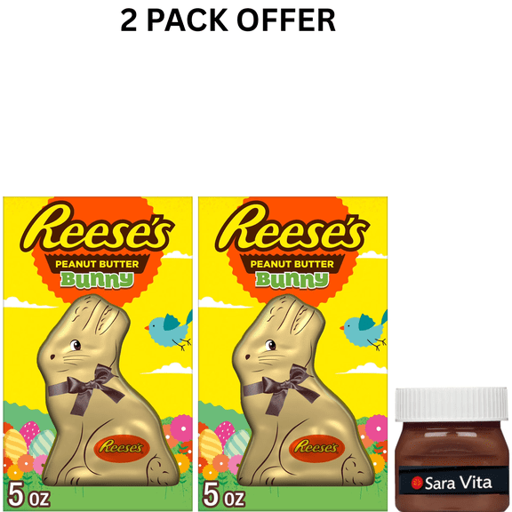 REESE'S Milk Chocolate Peanut Butter Bunny, Easter Candy Gift Box, 5 oz