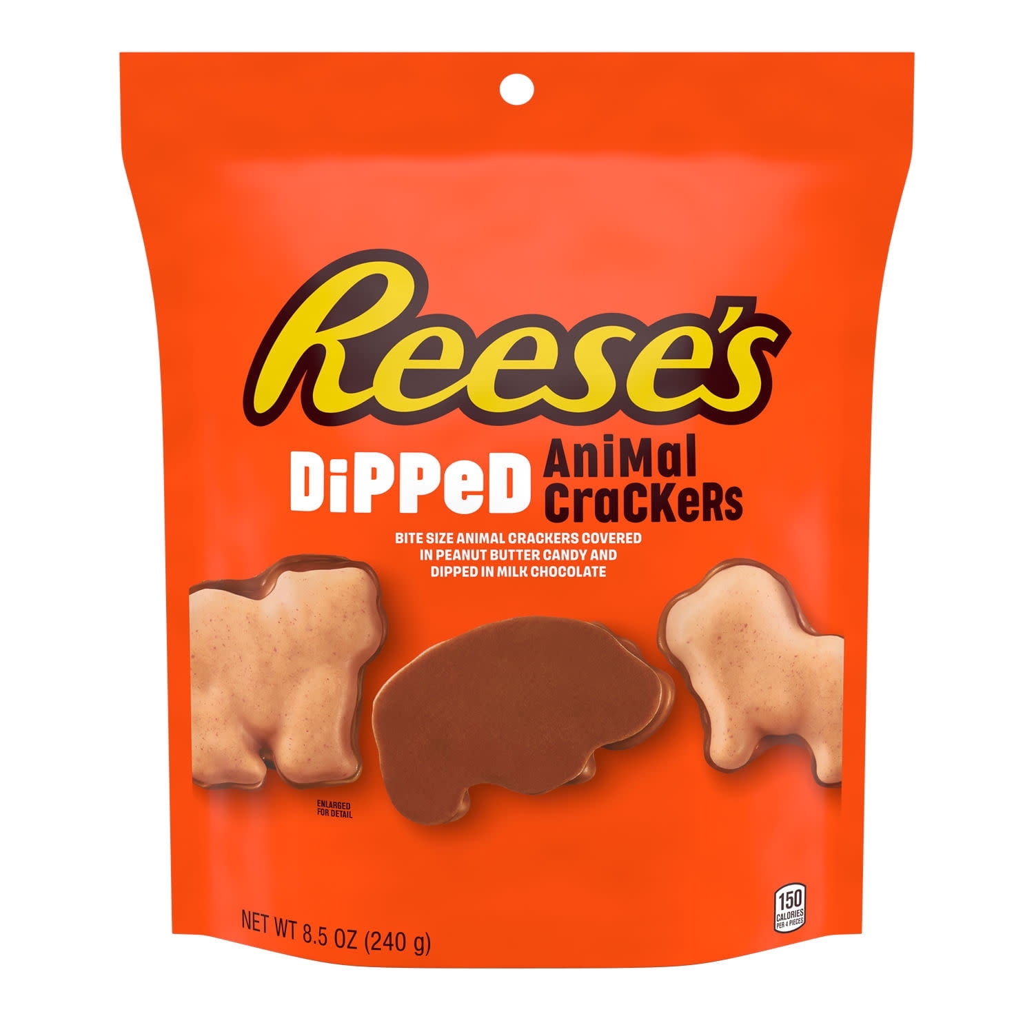 REESE'S Milk Chocolate Peanut Butter Candy Dipped Animal Crackers Bag, 8.5 oz (4Pack)