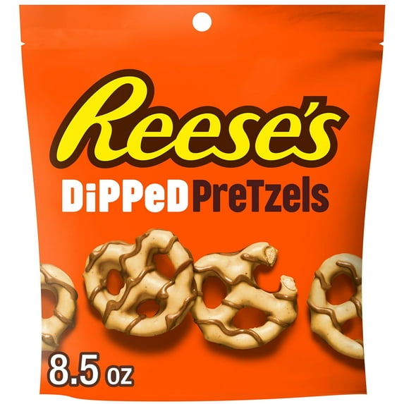 REESE'S Milk Chocolate Peanut Butter Candy Dipped Pretzels Bag, 8.5 oz