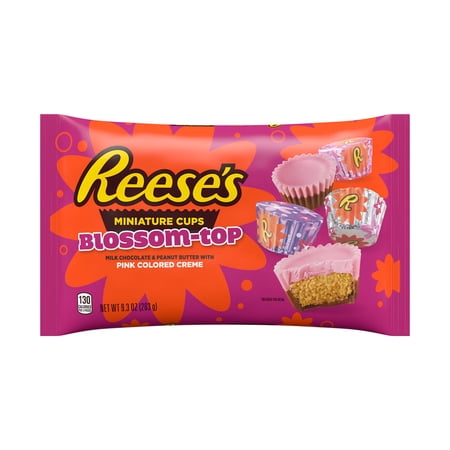 REESE'S, Miniatures Blossom Top Milk Chocolate Peanut Butter Pink Colored Creme Cups Candy, Valentine's Day, 9.3 oz, Bag price history and forecast - Reese's