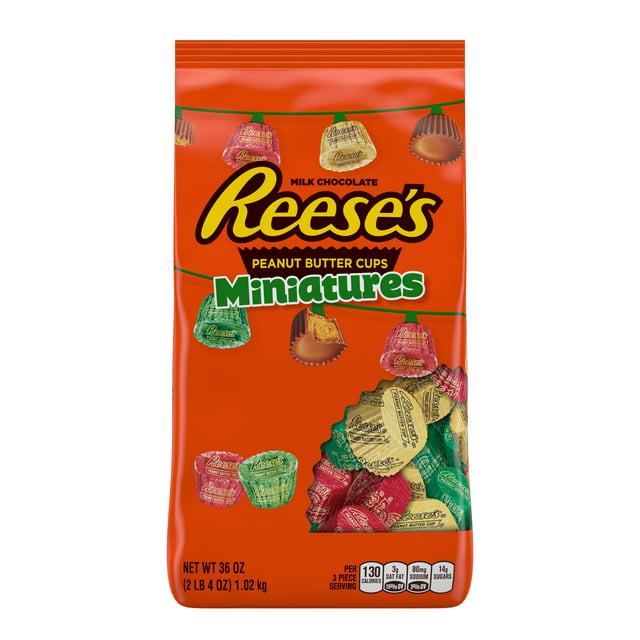 REESE'S Miniatures Milk Chocolate Peanut Butter Cups Candy, Bulk Candy, 36 oz, Bag