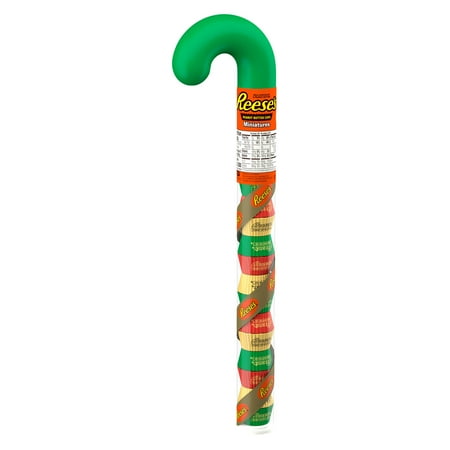 REESE'S, Miniatures Milk Chocolate Peanut Butter Cups Christmas Candy, 2.48 oz. Filled Cane
