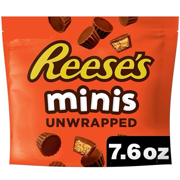 REESE'S Minis Unwrapped Milk Chocolate Peanut Butter Cups, Candy Bag, 7.6 oz