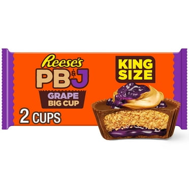 REESE'S Big Cup PB&J Grape Milk Chocolate King Size Peanut Butter Cups Candy Pack, 2.8 oz