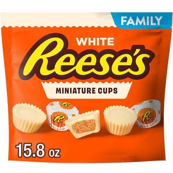 Reese's Miniatures White Creme Peanut Butter Cups, Candy Family Pack, 15.8 oz