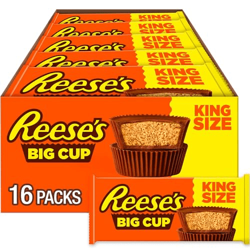 Reeses King Size Peanut Butter Cups with Reeses Pieces 16 Count -2.8 oz