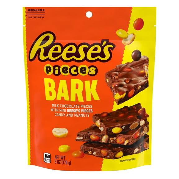 Reese's Pieces Milk Chocolate Candy with Peanuts Bark Bag, 6 oz