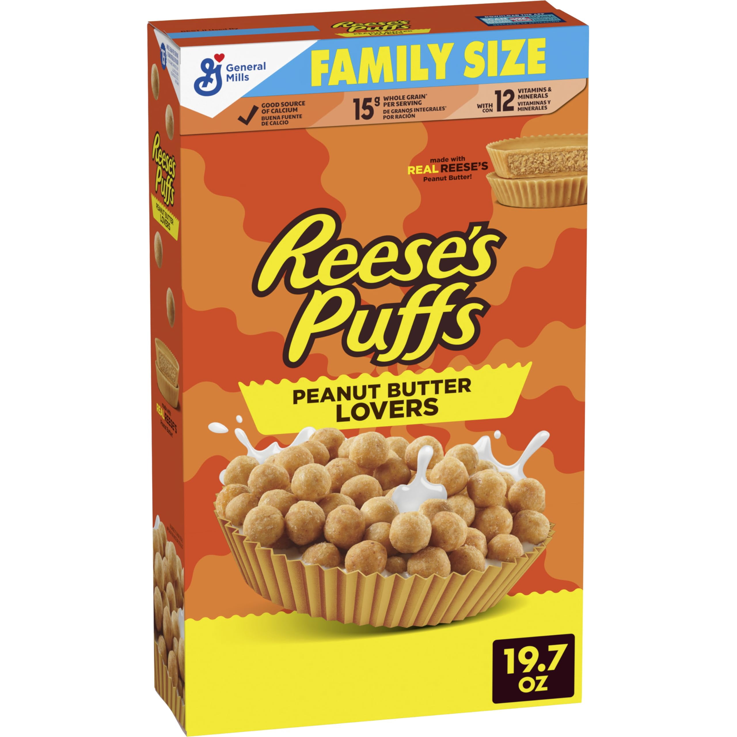 REESE’S PUFFS Peanut Butter Lovers Breakfast Cereal, Made with Whole