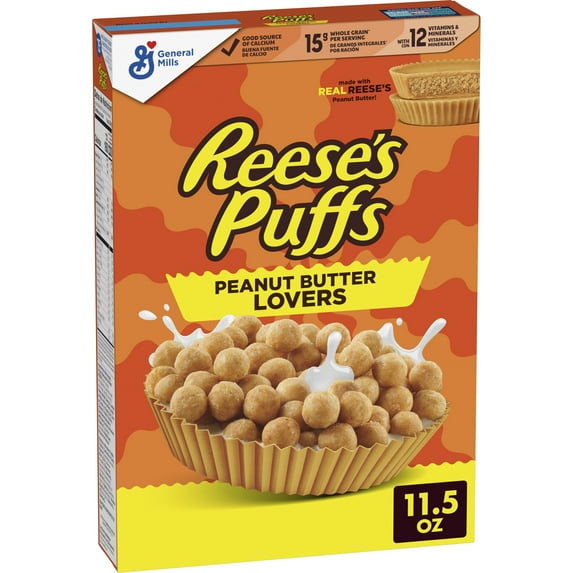 REESEâS PUFFS Peanut Butter Lovers Cereal, Made with REESEâS Peanut Butter, 11.5 oz