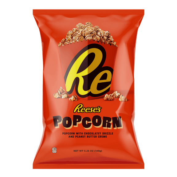 REESE'S Peanut Butter Chocolate Drizzled Popcorn, 5.25 oz Sharing (Pack of 8)