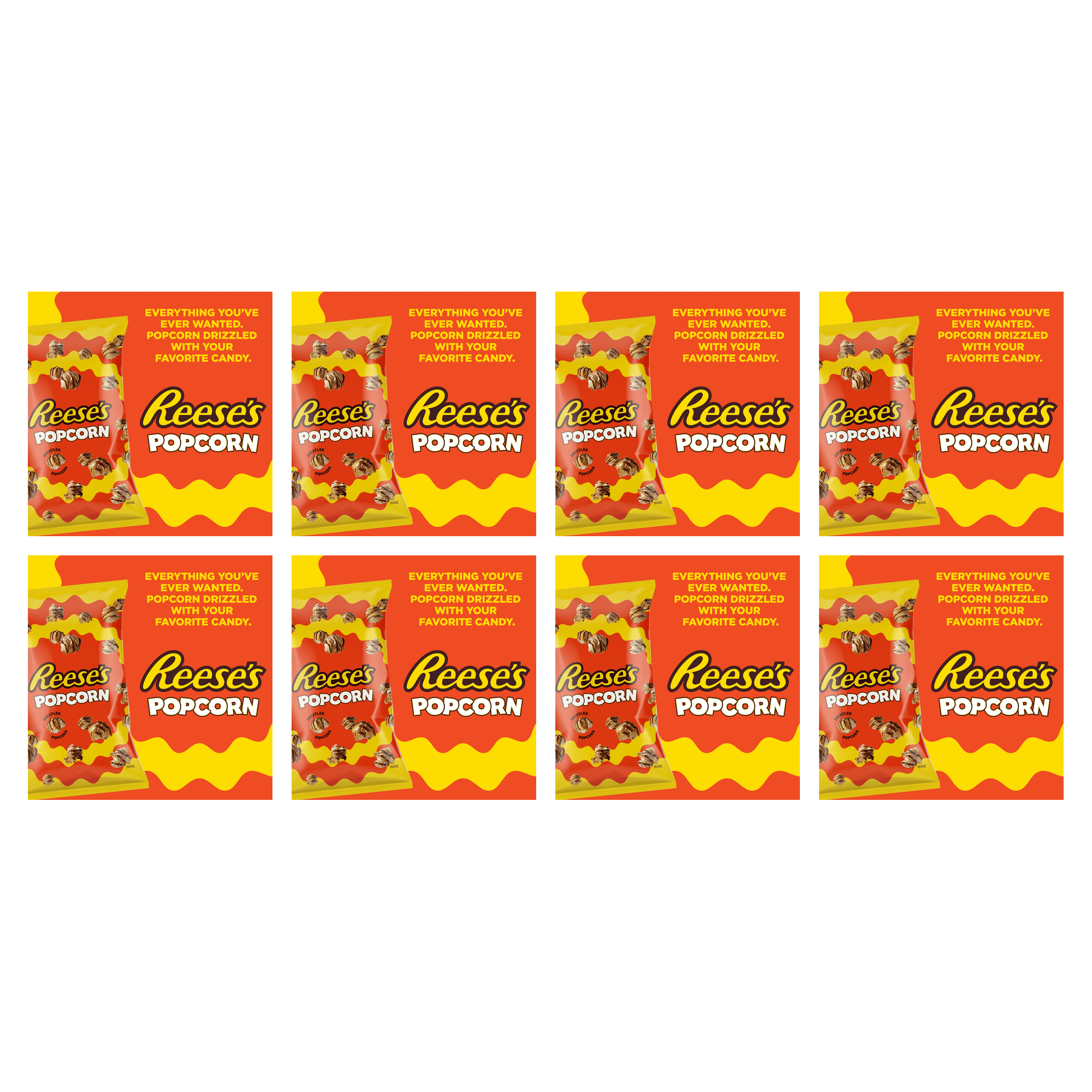 REESE'S Peanut Butter Chocolate Drizzled Popcorn, 5.25 oz Sharing (Pack of 8)