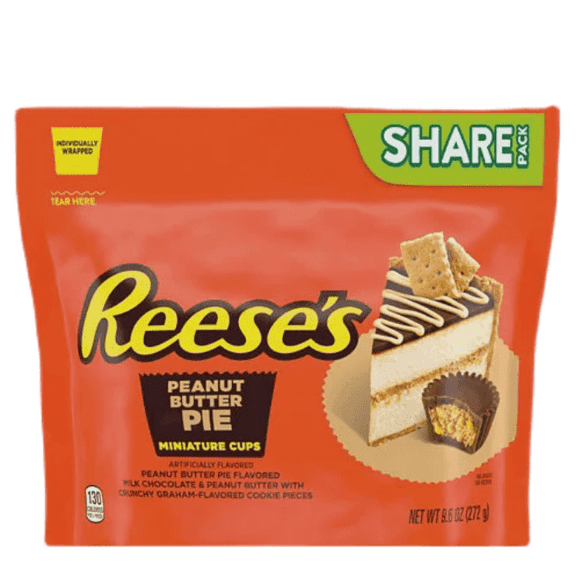 REESE'S 9.6 oz Miniature Peanut Butter Pie Cups  Milk Chocolate Candy with Graham Cookie Crunch 1pack