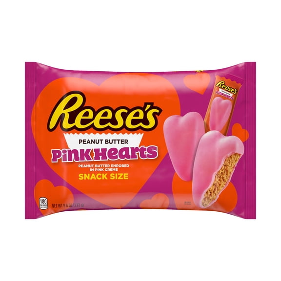 REESE'S Pink Creme Hearts, Valentine's Candy , 9.6 oz (1 Bag)<<