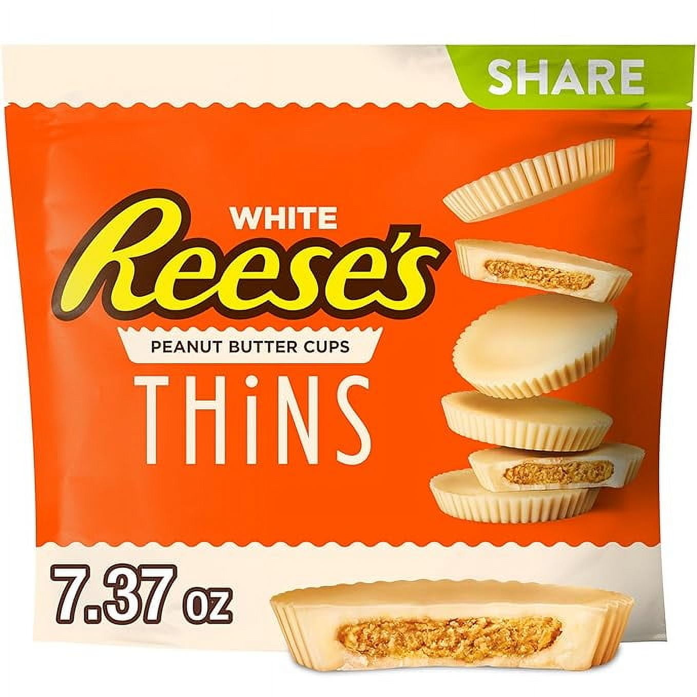 REESE'S THiNS White Creme Peanut Butter Cups, Candy Share Pack, 7.37 oz ( Pack of 3 )
