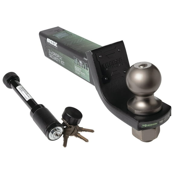 REESE Tactical Trailer Hitch Ball Mount Security Kit, 2 in Receiver, 2 in Drop, 7.500 lbs