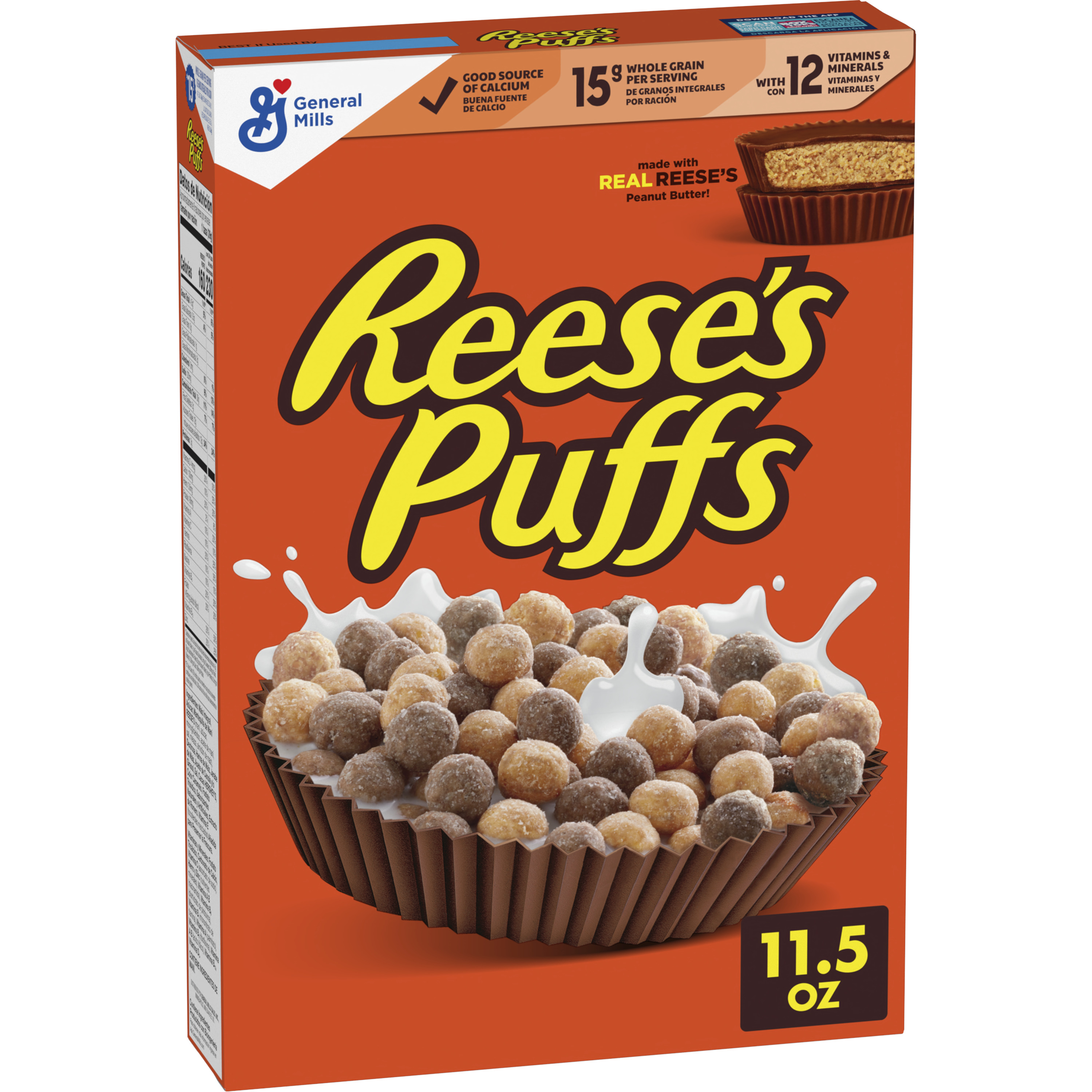 REESE's PUFFS Chocolatey Peanut Butter Cereal, Kid Breakfast Cereal, 11.5 oz - image 1 of 12