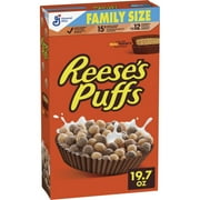 REESE'S PUFFS Breakfast Cereal, Chocolatey Peanut Butter Cereal, Family Size, 19.7 oz
