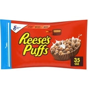 REESE's PUFFS Chocolatey Peanut Butter Cereal, Kid Breakfast Cereal, Value Bag, 35 oz