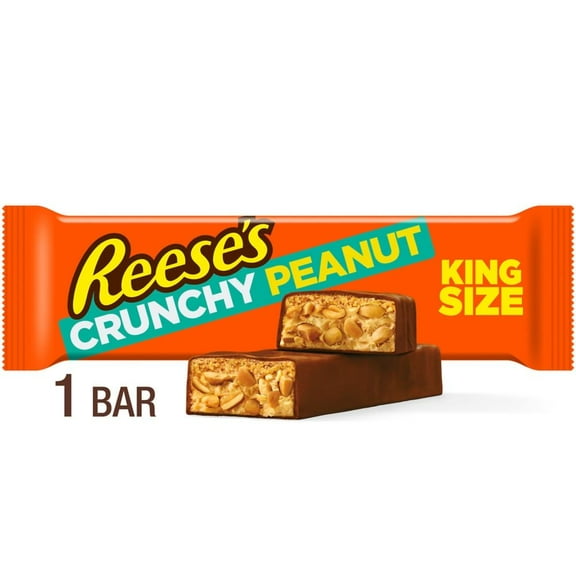 REESES Crunchy Peanut Peanut Butter and Peanuts King Size Candy Bar 1 bar / 3.2 oz - Pack of 3