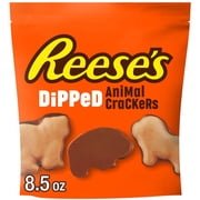 Reese's Chocolate and Peanut Butter Animal Crackers, Chocolate Dipped Animal Cookies, Bag 8.5 oz
