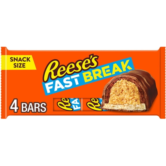 REESE'S FAST BREAK Peanut Butter Nougat Snack Size Candy Bars, .67 oz (4 Count)