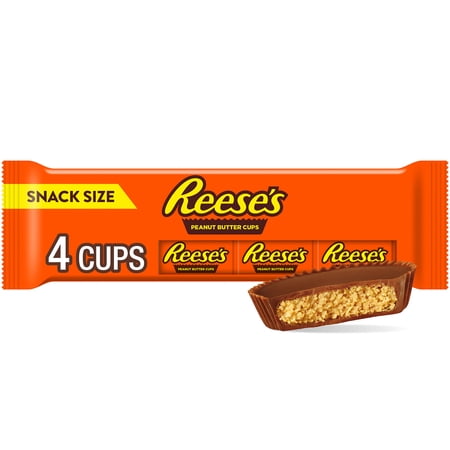 REESE'S Milk Chocolate Snack Size Peanut Butter Cups Candy Packs, .55 oz (4 Count)