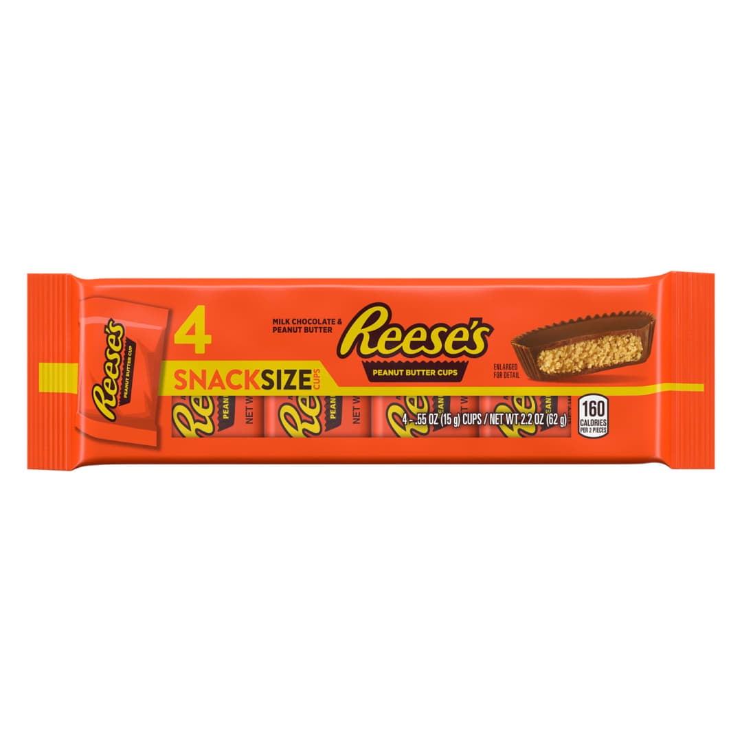 REESE'S Milk Chocolate Snack Size Peanut Butter Cups Candy Packs, .55 oz (4 Count)