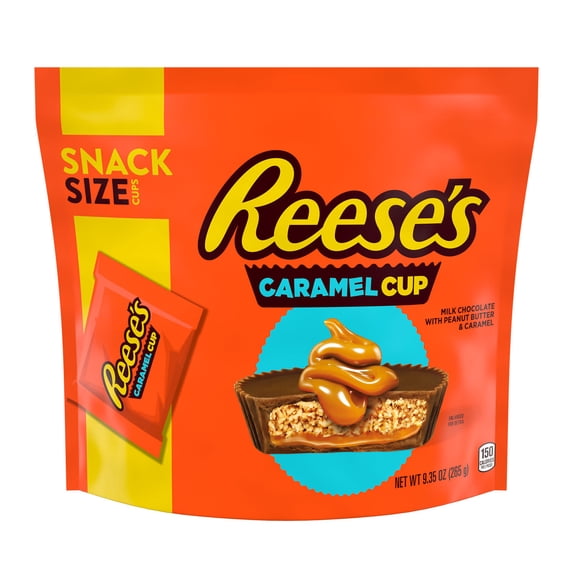 Reese's Caramel Milk Chocolate Snack Size Peanut Butter Cups Candy, Bag 9.35 oz