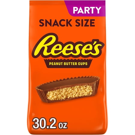Reese's Milk Chocolate Snack Size Peanut Butter Cups, Candy Party Pack, 30.2 oz