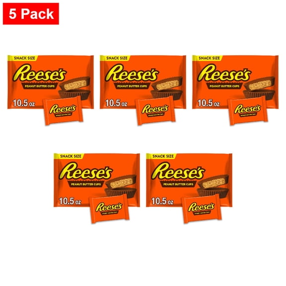 REESES Milk Chocolate Snack Size Peanut Butter Cups Candy Bag 10.5 oz - 5 Pack