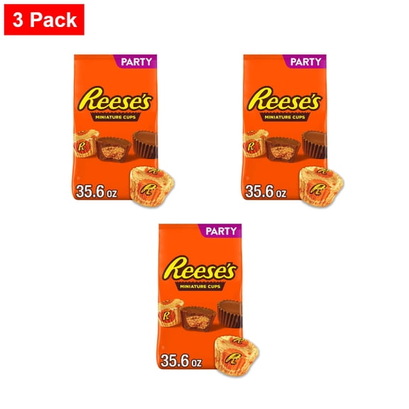 REESES Miniatures Milk Chocolate Peanut Butter Cups Candy Party Pack 35.6 oz - 3 Pack