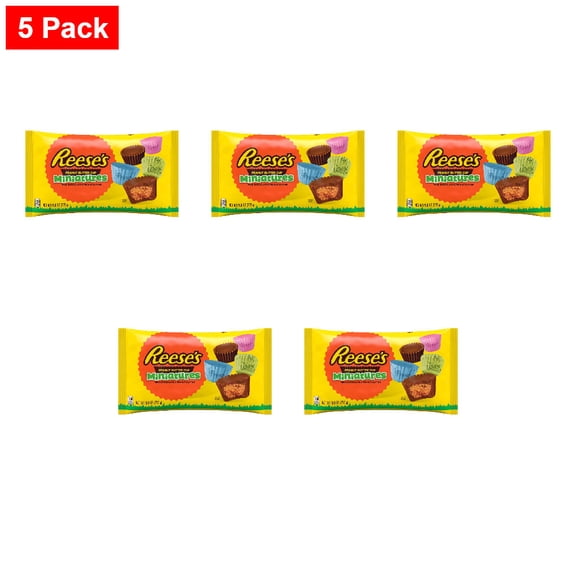 REESES Miniatures Milk Chocolate Peanut Butter Cups Easter Candy Bag 9.6 oz - 5 Pack
