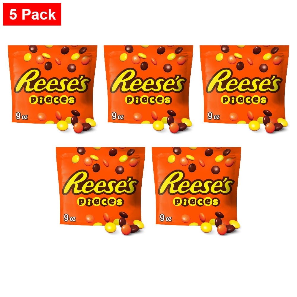 REESES PIECES Peanut Butter in a Crunchy Shell Candy Bag 9 oz - 5 Pack