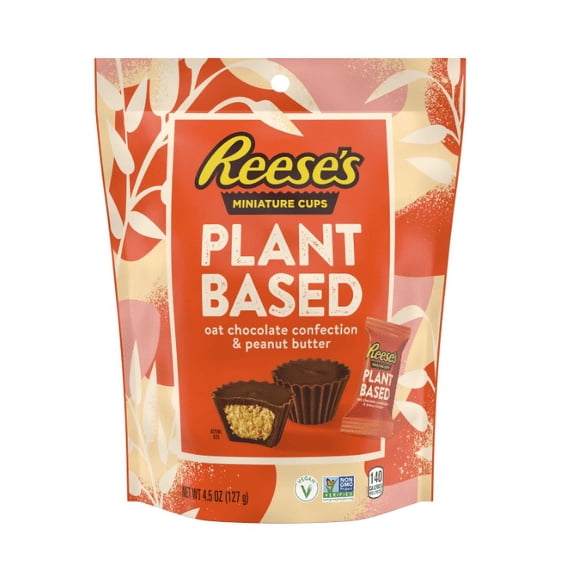 REESES 4.5oz PLANT BASED OAT CHOCOLATE CONFECTION & PEANUT BUTTER MINIATURE CUPS POUCH