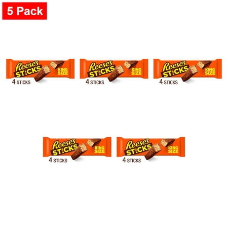 REESES STICKS Milk Chocolate Peanut Butter Wafer King Size Candy Pack 3 oz - 5 Pack