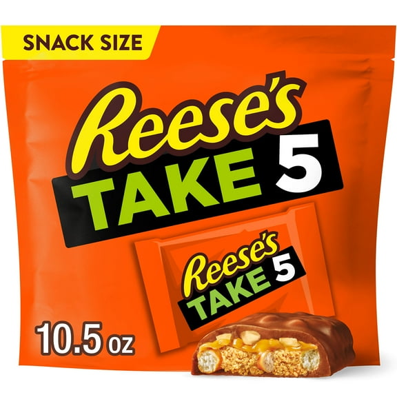 Reese's Take 5 Pretzel, Peanut and Chocolate Snack Size Candy, Bag 10.5 oz