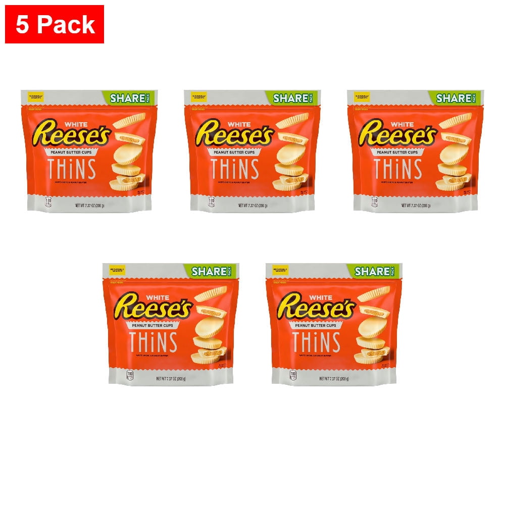 REESES THiNS White Creme Peanut Butter Cups Candy 7.37 oz / 1 Count - 5 Pack